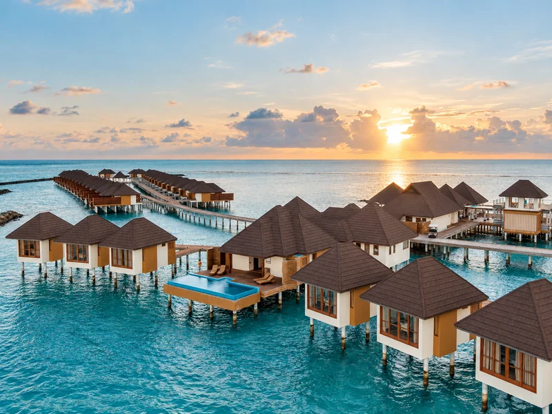 Overwater resort villas in the Maldives